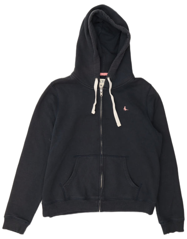 Jack Wills Suéter feminino com capuz e zíper Reino Unido 16 grande algodão azul marinho