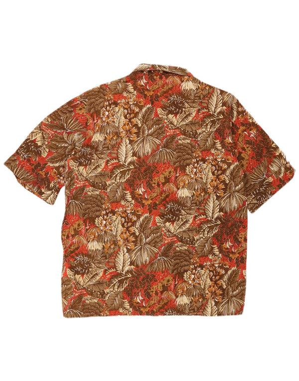Camisa masculina de manga curta Privilegi de algodão floral marrom médio
