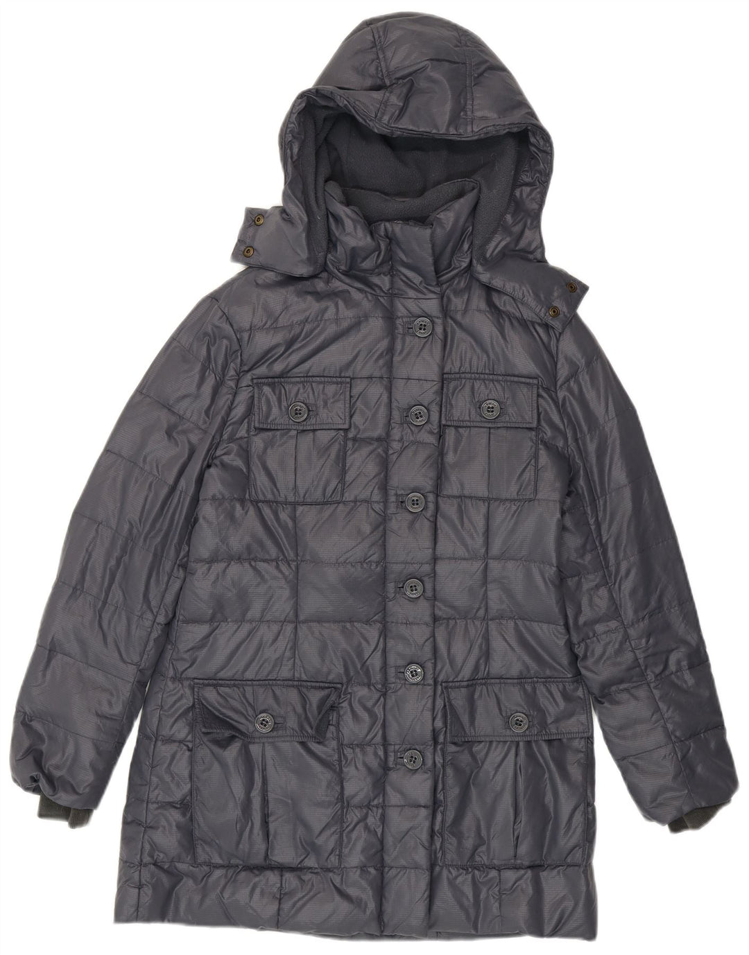 Casaco acolchoado com capuz feminino Armani Jeans EU 38 cinza médio
