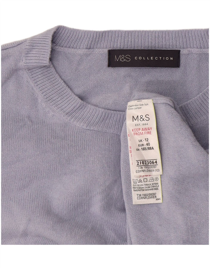Suéter feminino Marks & Spencer com gola redonda Reino Unido 12 acrílico azul médio