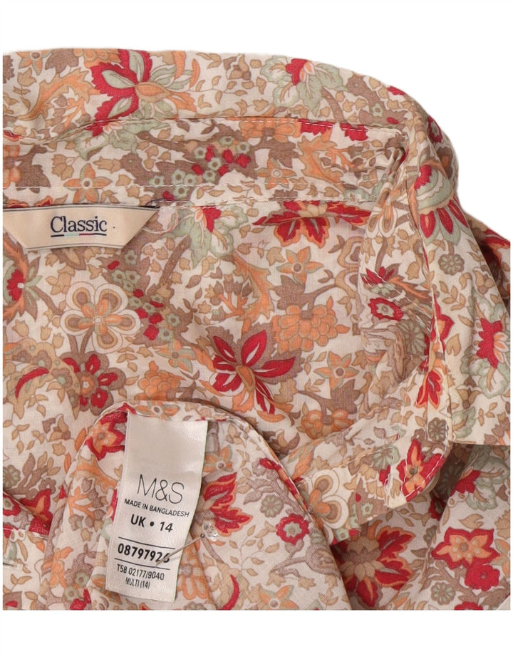Camisa feminina Marks & Spencer UK 14 grande algodão floral multicolorido