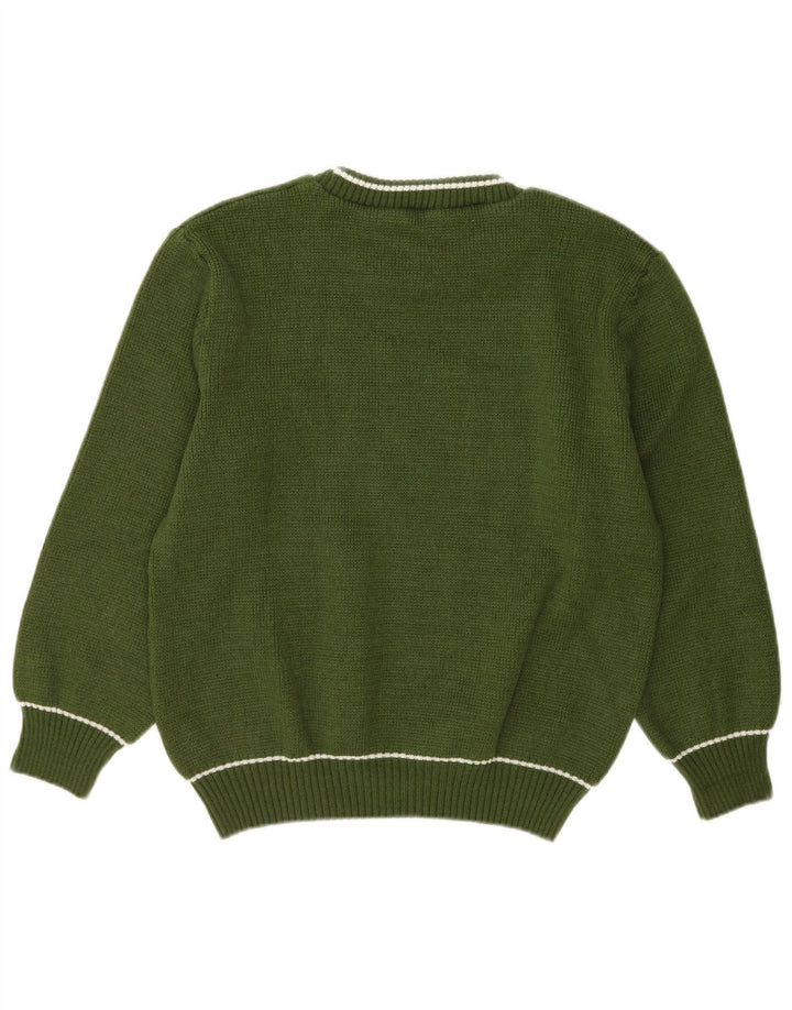 Suéter masculino VINTAGE com gola redonda verde médio