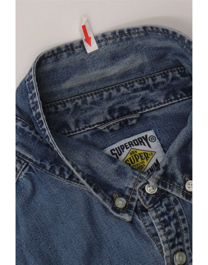 Camisa jeans masculina Superdry XL azul algodão