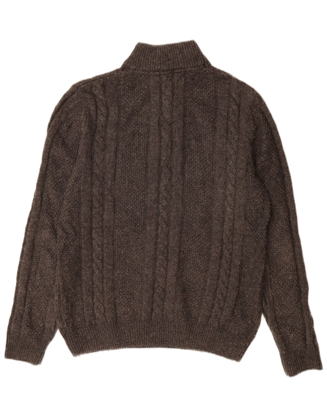 Suéter masculino Crew Clothing com zíper e gola grande de lã cinza