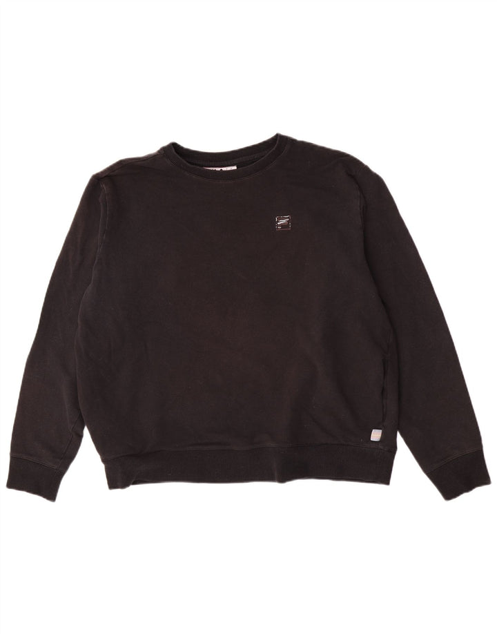 Fila moletom feminino oversized jumper UK 16 grande algodão preto