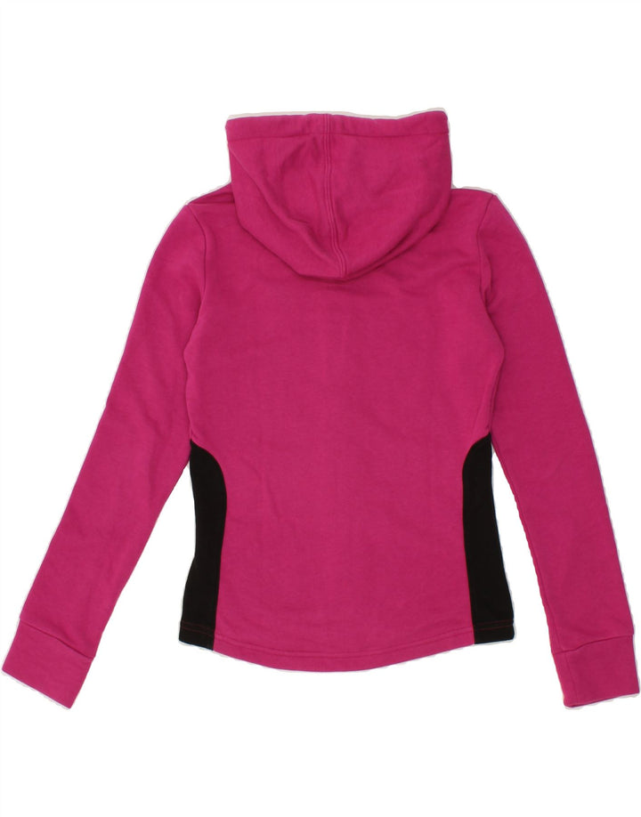 PUMA Womens Zip Hoodie Sweater UK 6 XS Pink Colourblock Cotton Vintage Puma and Second-Hand Puma from Messina Hembry 