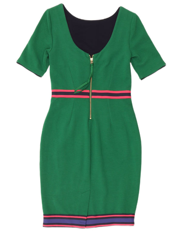 Vestido feminino Boden com bainha UK 8 pequeno algodão colorblock verde