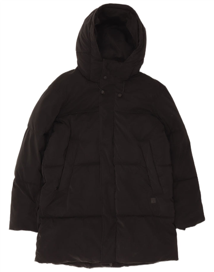 Casaco acolchoado com capuz masculino Zara UK 38 médio preto