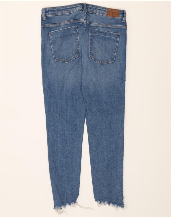 Calça jeans feminina skinny desgastada Zara EU 42 grande W32 L26 algodão azul