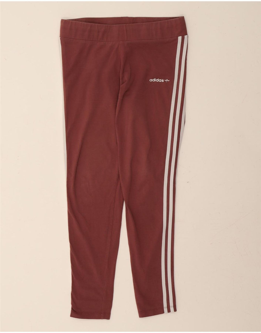 ADIDAS Womens Leggings UK 14 Large  Maroon Cotton Vintage Adidas and Second-Hand Adidas from Messina Hembry 