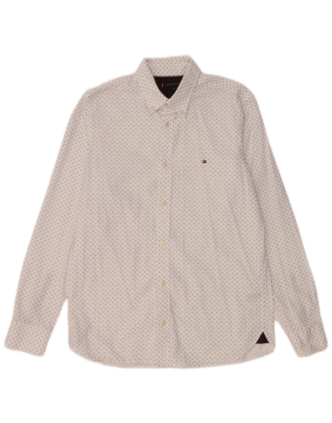 Camisa masculina Tommy Hilfiger Slim Fit médio algodão manchado branco
