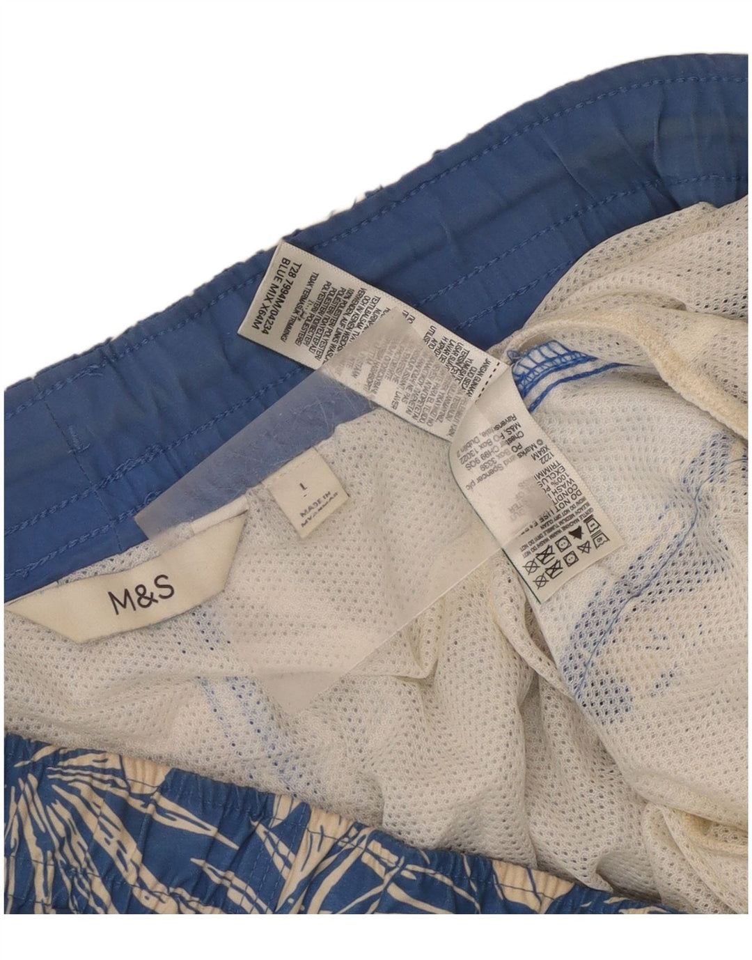 Shorts de natação masculino Marks & Spencer grande poliéster floral azul