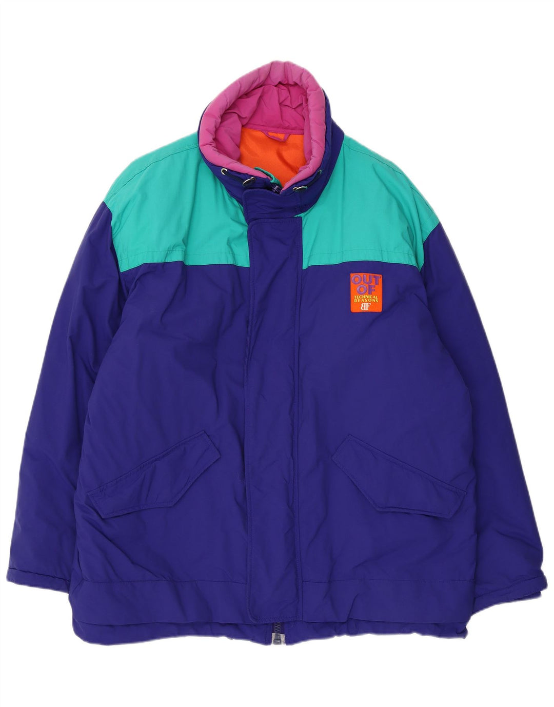 Jaqueta corta-vento masculina Belfe UK 44 2XL azul colorblock nylon