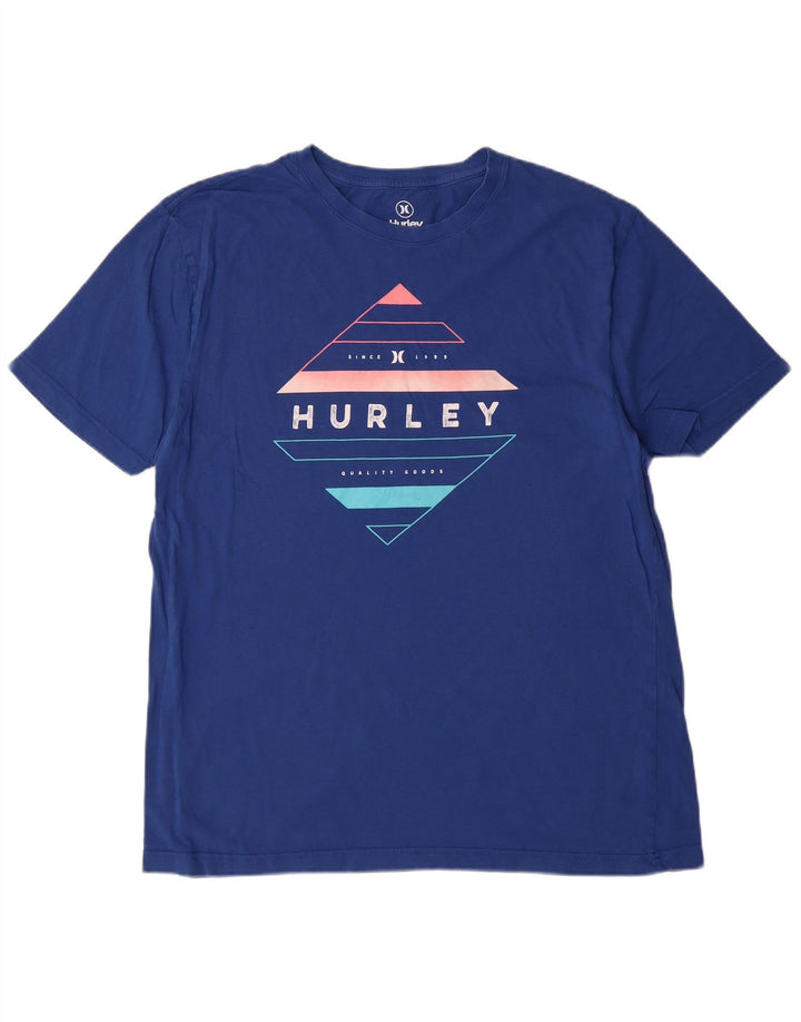 Camiseta masculina Hurley com estampa gráfica azul médio algodão