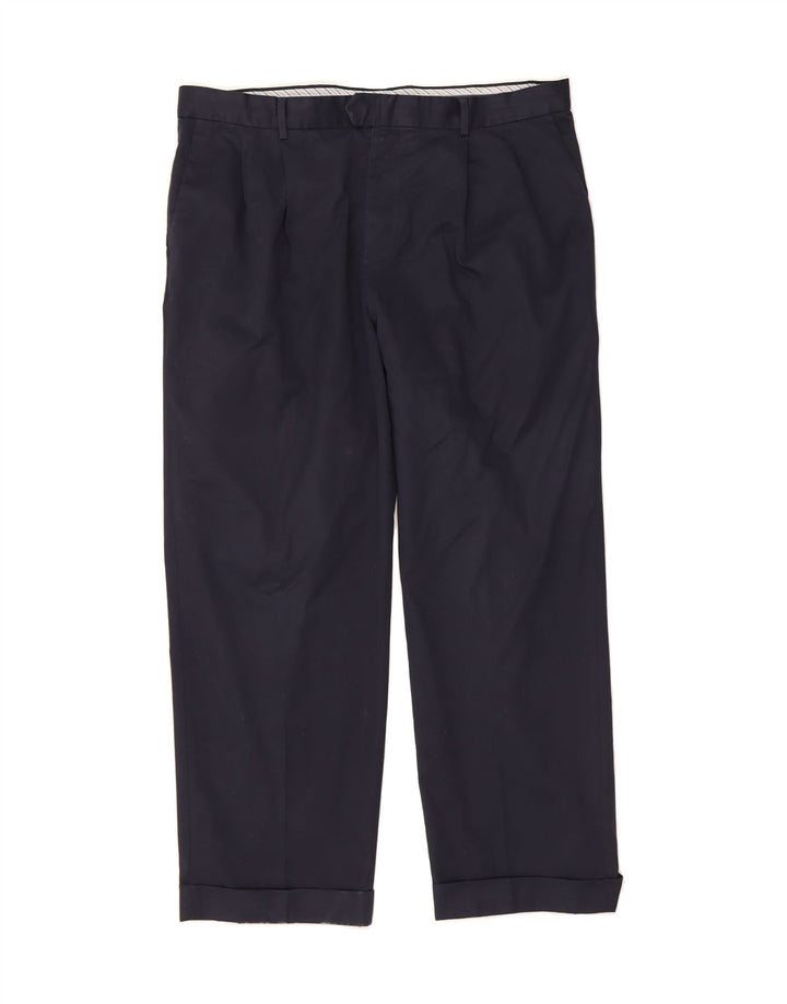 IZOD Mens Straight Suit Trousers W38 L30 Navy Blue Cotton Vintage Izod and Second-Hand Izod from Messina Hembry 