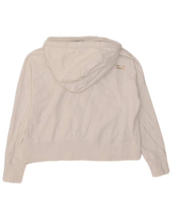 Superdry feminino oversized crop gráfico moletom com capuz UK 8 pequeno branco