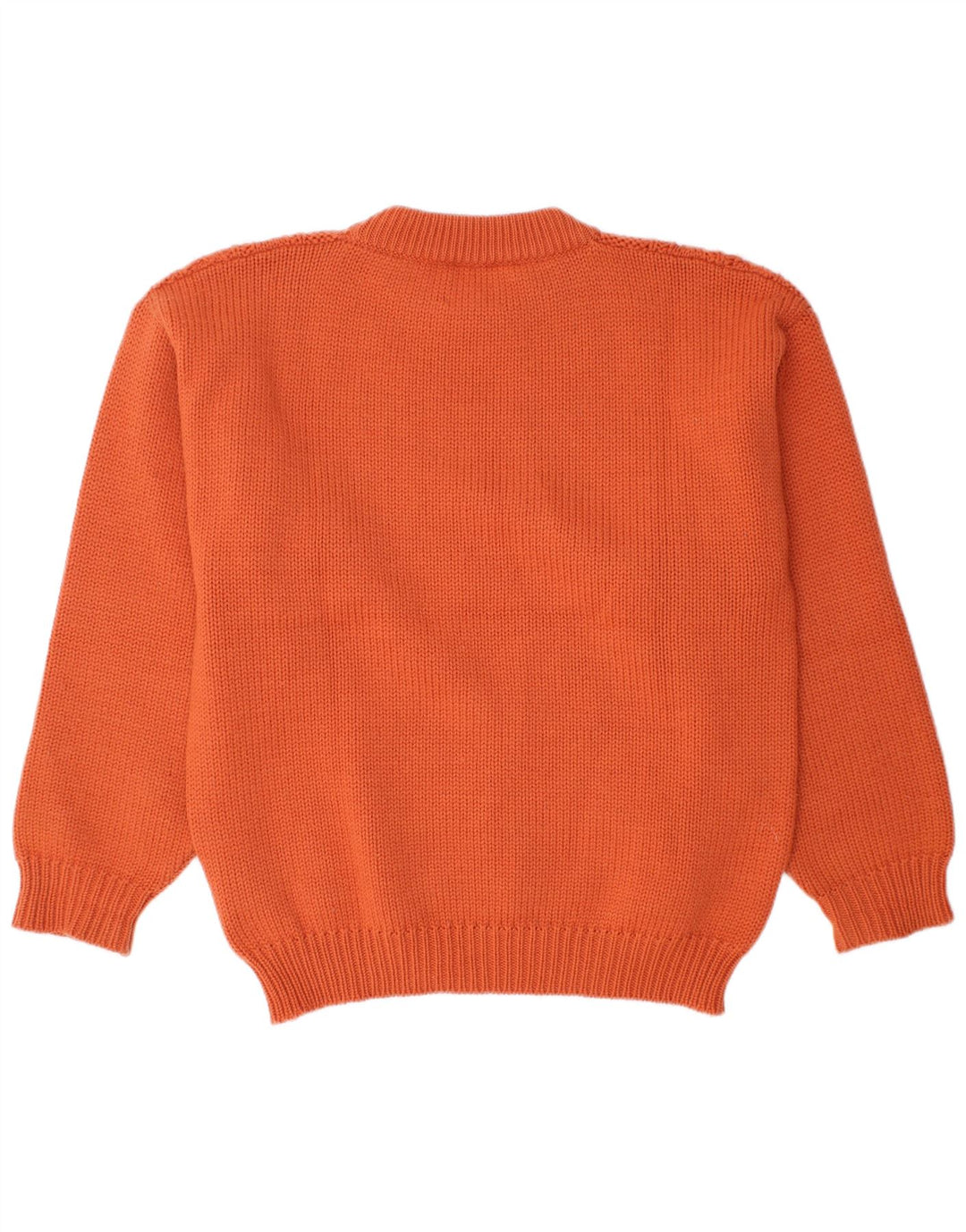 Suéter masculino com gola redonda marca registrada, laranja médio, lã Fair Isle