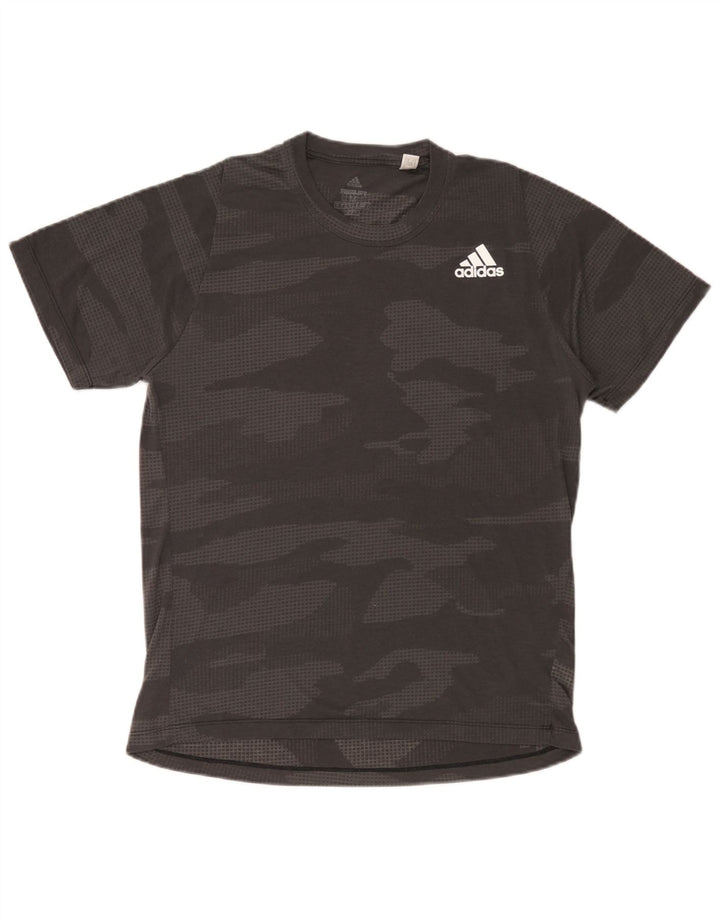 Adidas Mens Climalite Camiseta Top Cinza Médio Camuflagem Poliéster