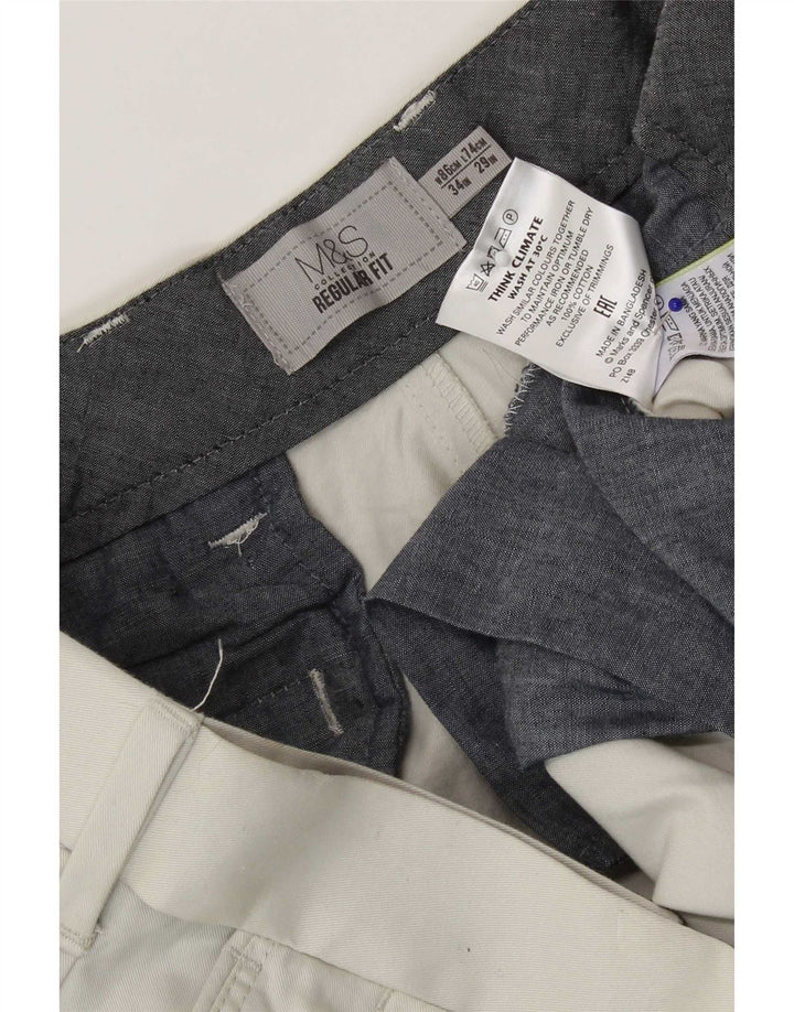 Calça Chino Masculina Marks & Spencer Regular Fit W34 L29 Algodão Branco