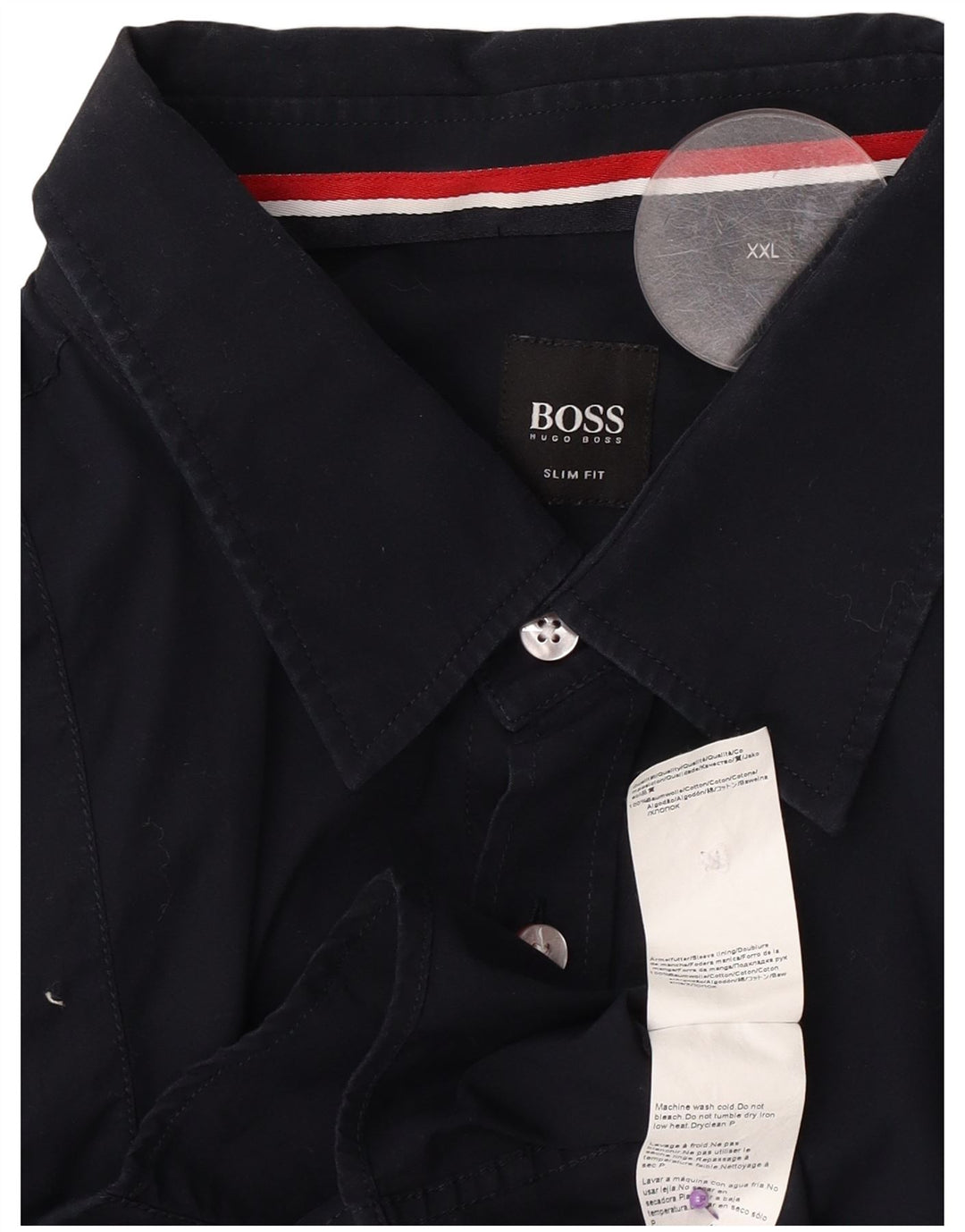 Camisa Slim Fit Masculina Hugo Boss 2XL Algodão Azul Marinho