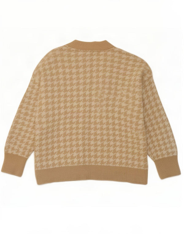 Suéter cardigã feminino superdimensionado Topshop Reino Unido 10 pequeno houndstooth bege