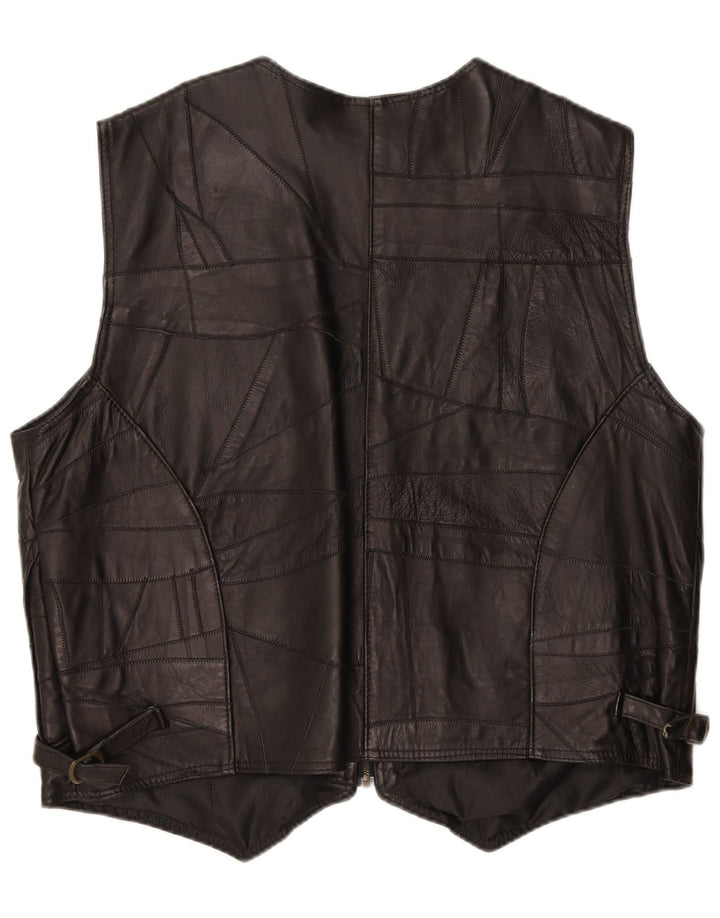Colete masculino de couro ELEGANCE 3XL preto patchwork