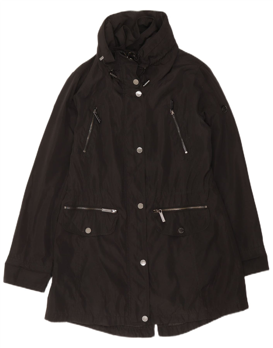 Jaqueta parka feminina com capuz Michael Kors Reino Unido 10 poliéster preto pequeno