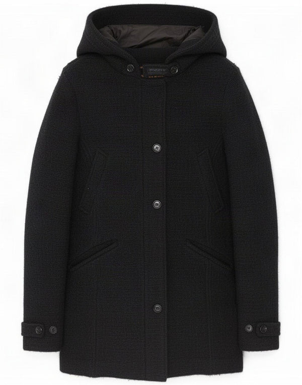 Sobretudo feminino com capuz Woolrich Reino Unido 18 XL poliéster azul marinho