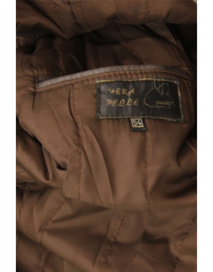 Jaqueta de couro masculina VINTAGE IT 54 2XL couro marrom