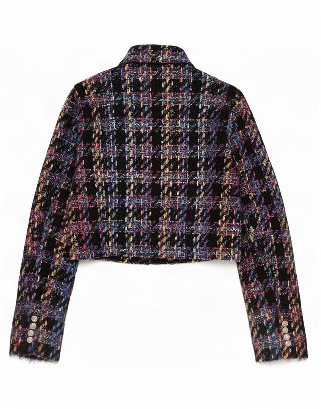Jaqueta blazer feminina Zara com peito duplo, Reino Unido 14, xadrez preto grande