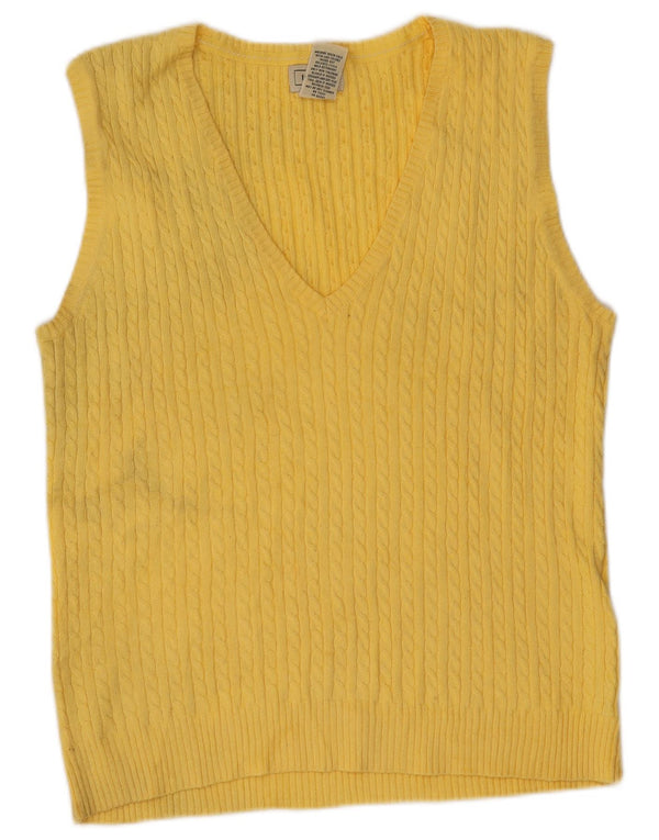 Regata feminina L.L.Bean com colete UK 12 algodão amarelo médio