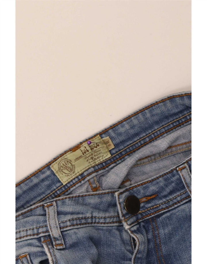 Calça jeans feminina Fat Face desgastada com corte bootcut UK 8 pequena W28 L30 azul