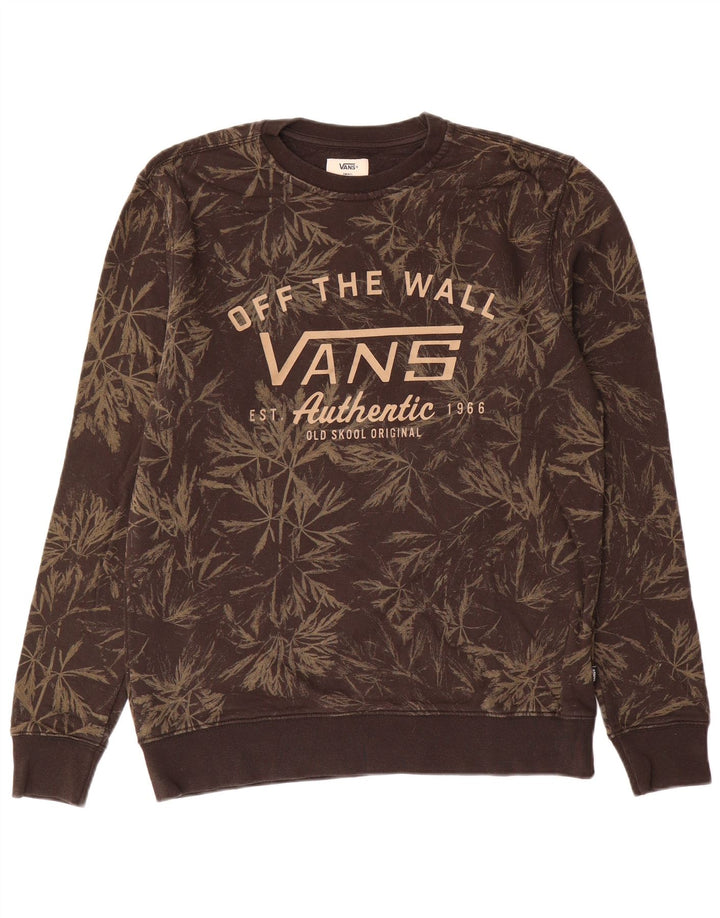 Vans Mens Graphic Moletom Jumper Pequeno Marrom Floral Algodão