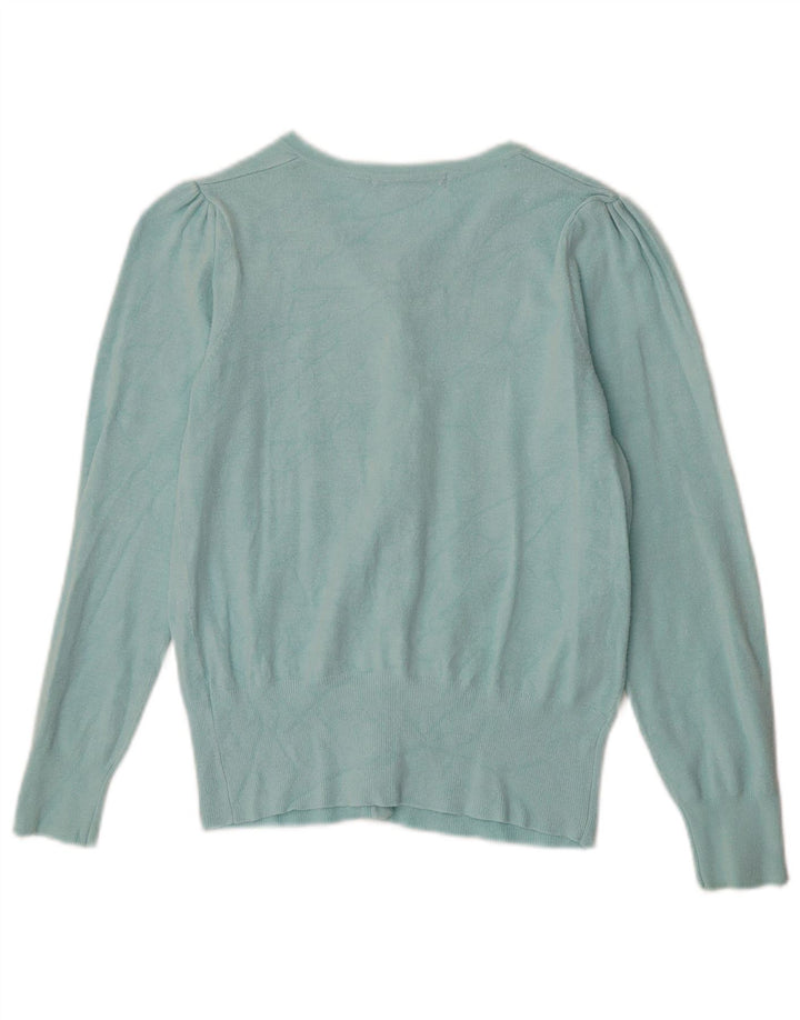 Suéter cardigã feminino Marks & Spencer UK 12 médio turquesa viscose