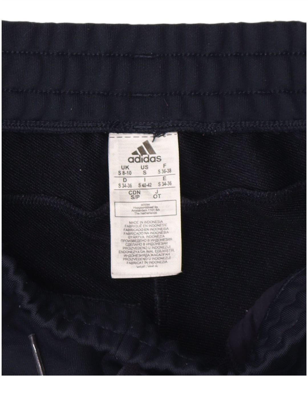Calça de treino feminina Adidas Joggers UK 8/10 pequeno azul marinho poliéster
