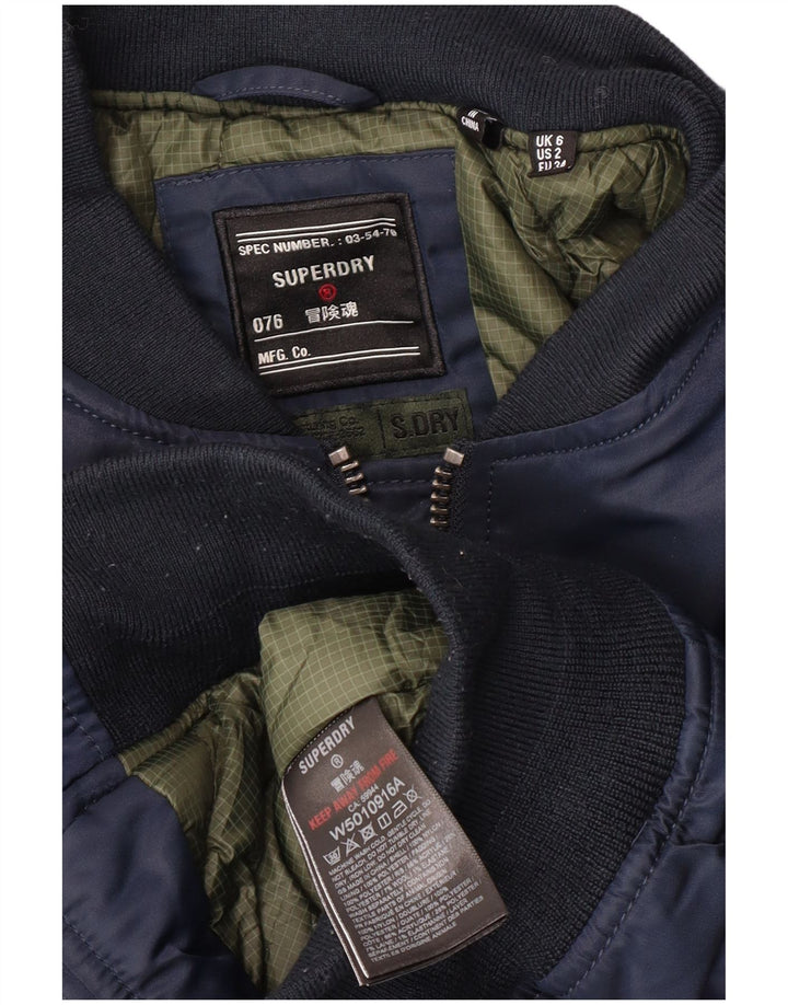 Jaqueta bomber feminina Superdry UK 6 XS azul marinho nylon exército