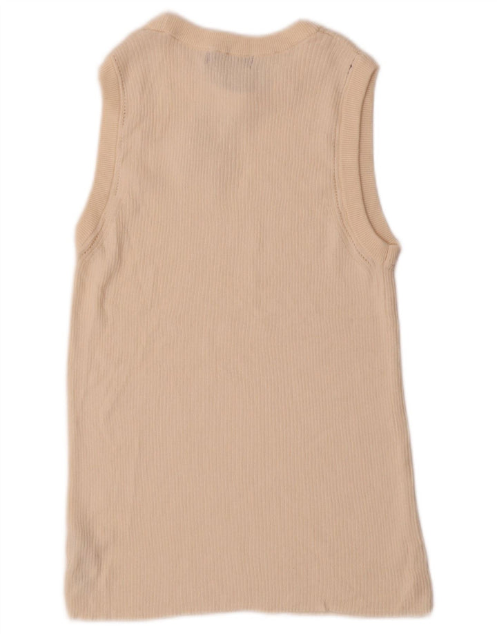 Regata feminina Marks & Spencer com colete UK 14 médio off white algodão