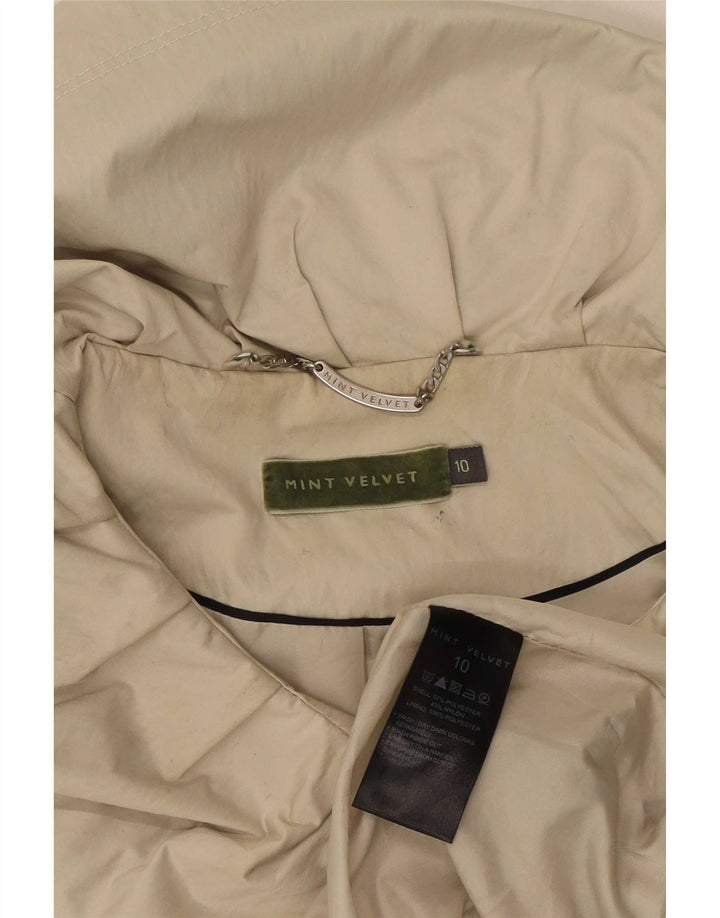 Jaqueta Parka feminina MINT VELVET de grandes dimensões Reino Unido 10 poliéster bege pequeno