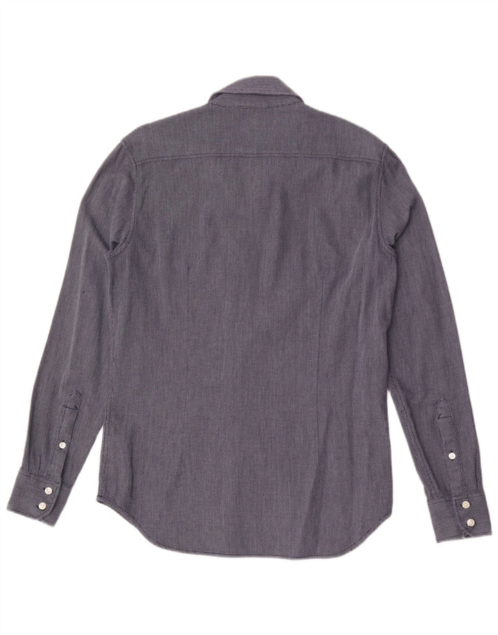 Camisa masculina G-Star de algodão geométrico azul marinho médio