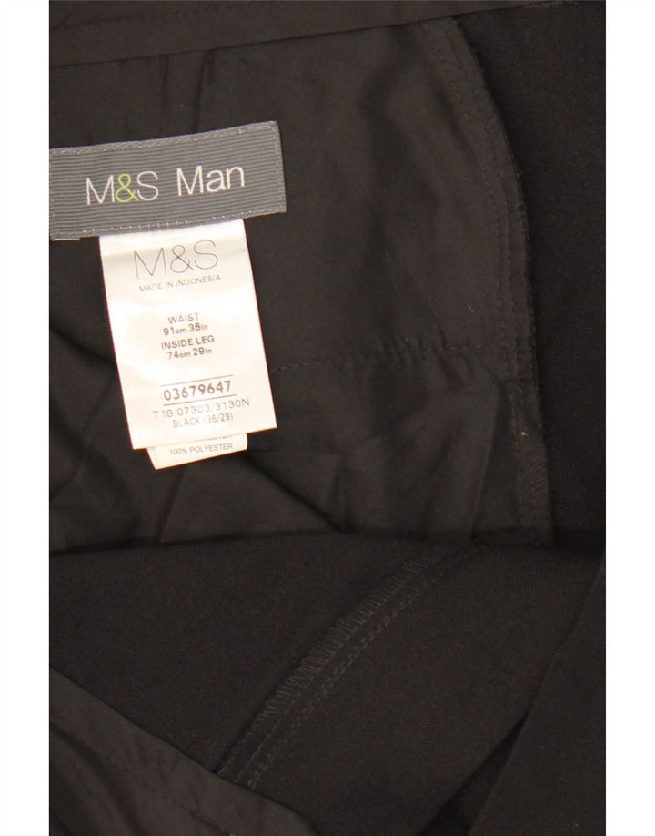 Calça chino reta masculina Marks & Spencer W36 L29 poliéster preto