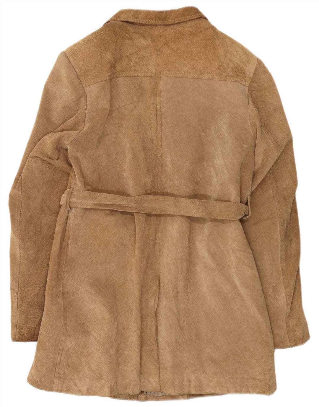 Sobretudo de camurça vintage feminino UK 14 bege médio