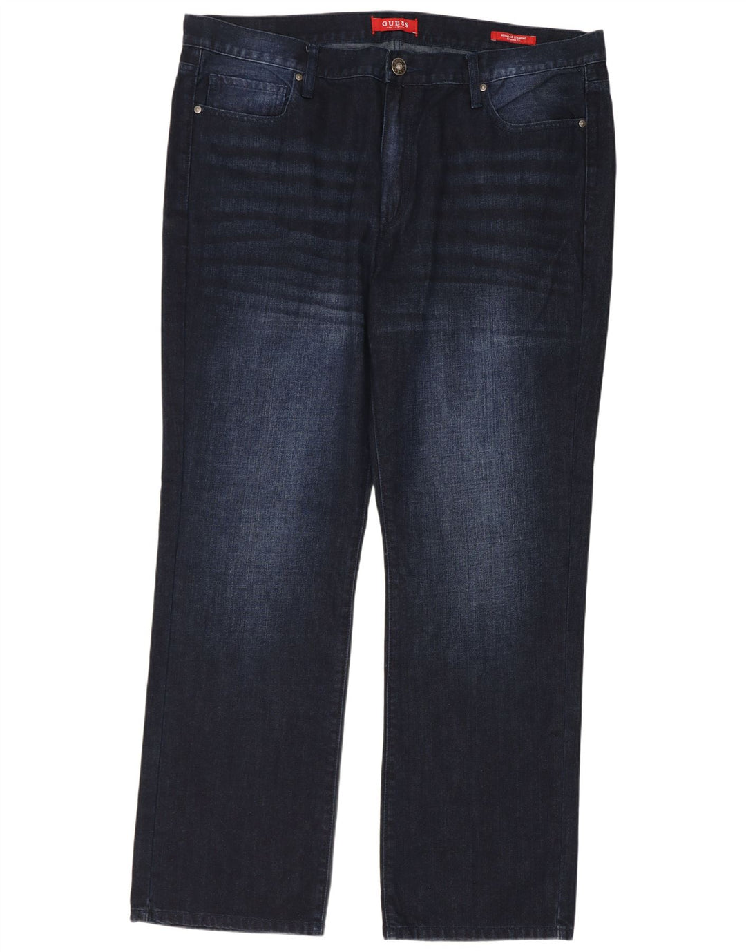 Guess Mens Straight Jeans W40 L32 Azul Marinho Algodão