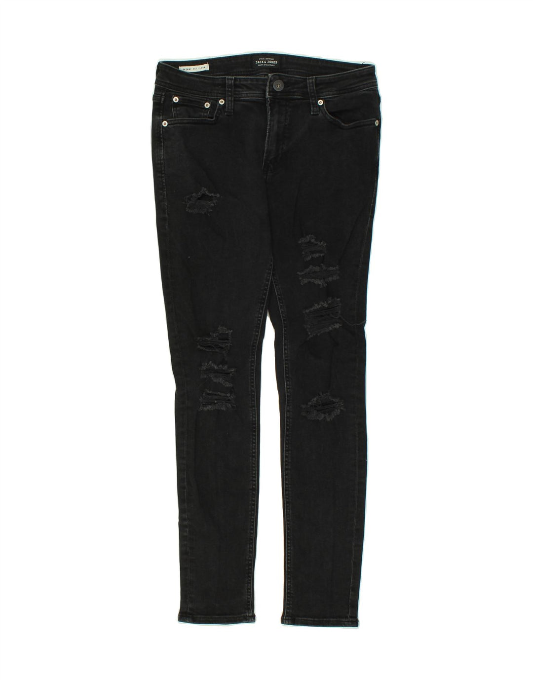 JACK & JONES Womens Liam Distressed Skinny Jeans W30 L30 Black Cotton Vintage Jack & Jones and Second-Hand Jack & Jones from Messina Hembry 