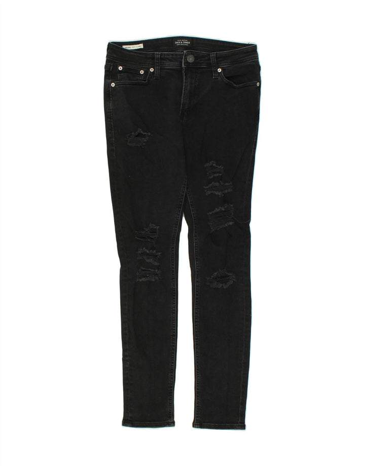 JACK & JONES Womens Liam Distressed Skinny Jeans W30 L30 Black Cotton Vintage Jack & Jones and Second-Hand Jack & Jones from Messina Hembry 