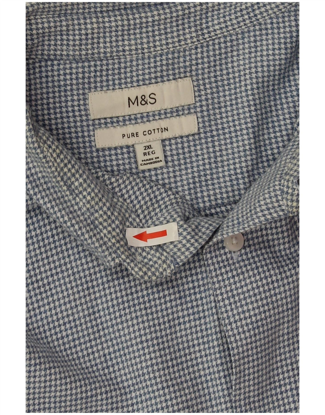Camisa masculina de flanela Marks & Spencer 2XL algodão houndstooth azul