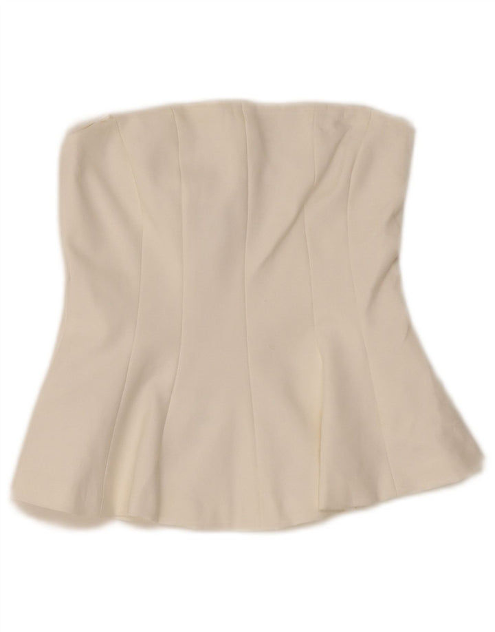 Zara Womens Crop Strapless Top UK 4 XS Poliéster Branco