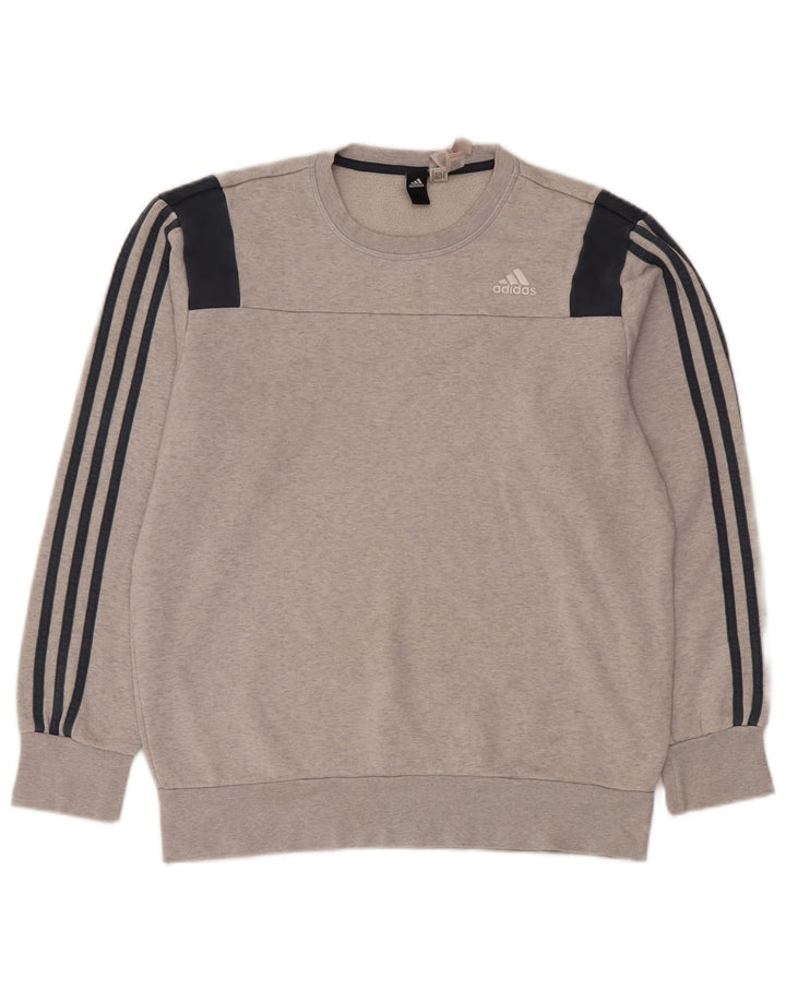 Adidas Mens Moletom Jumper Médio Algodão Cinza