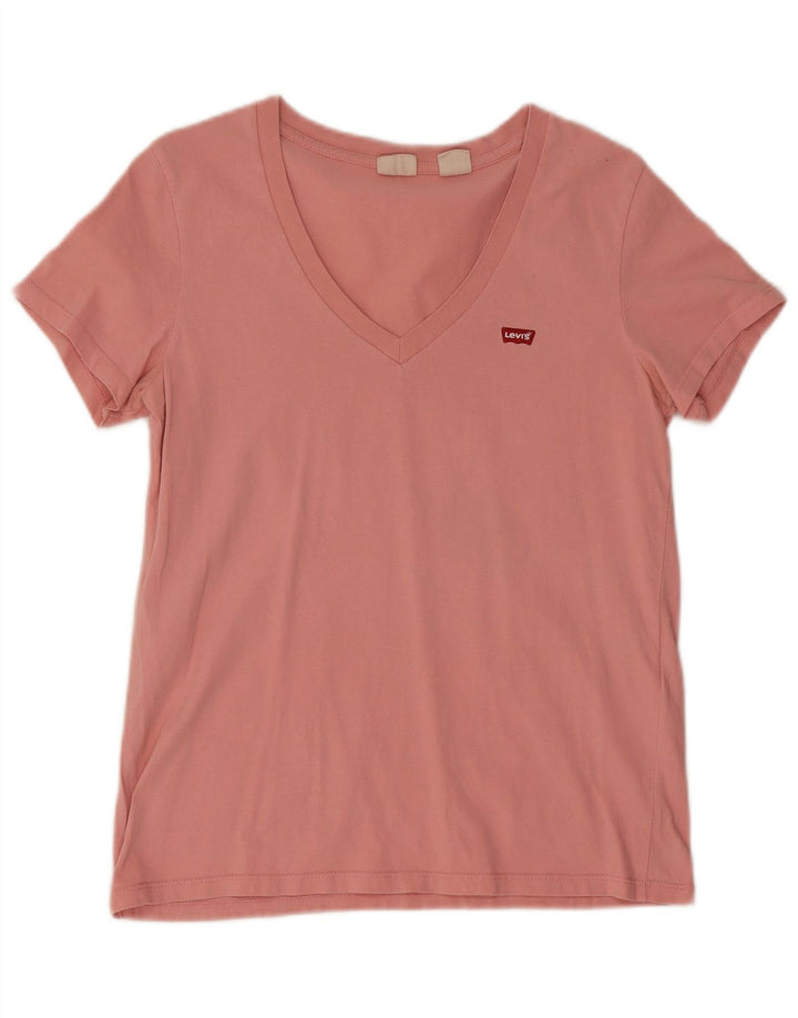 Camiseta feminina Levi's UK 10 pequena algodão rosa