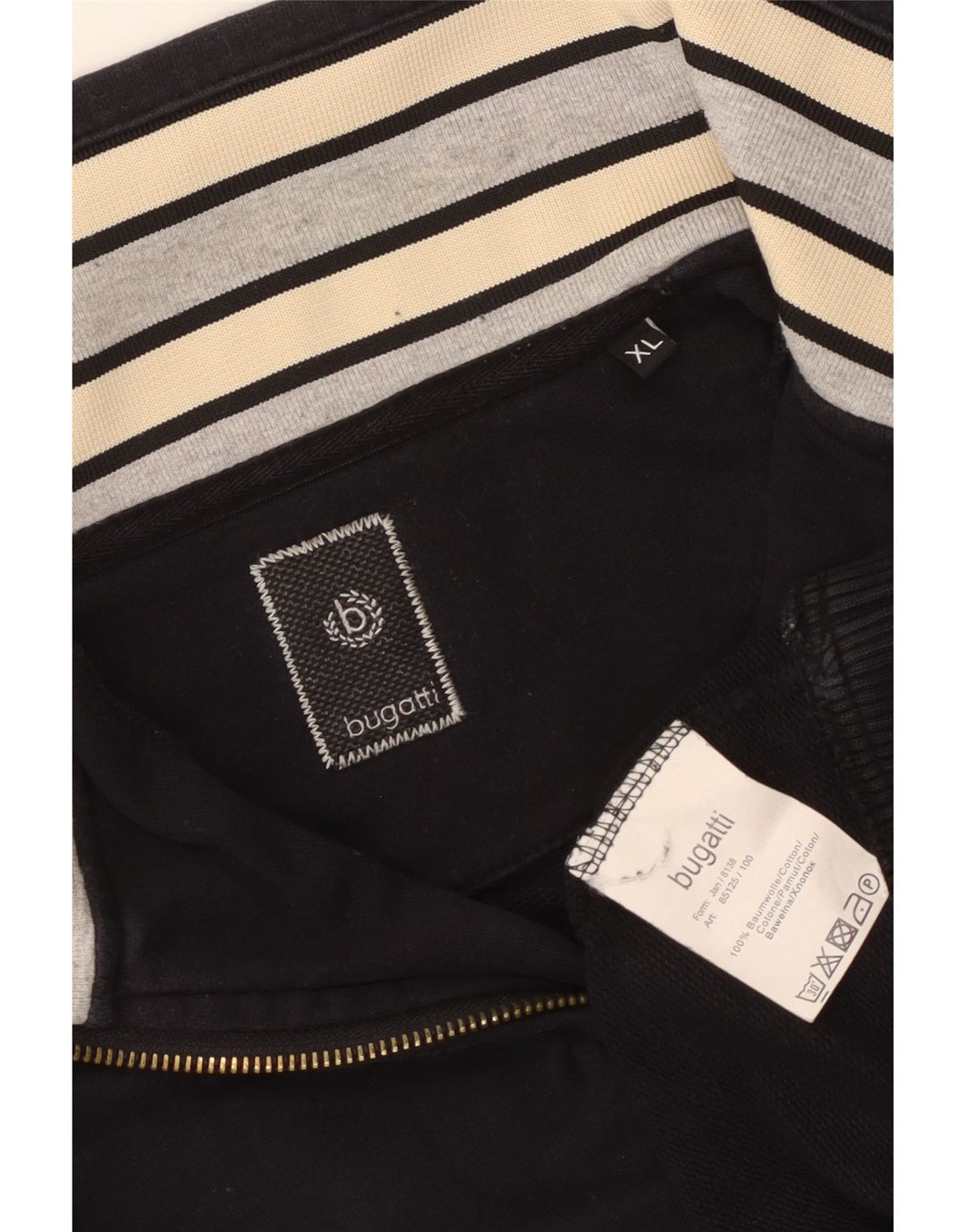 Bugatti masculino com capuz com zíper e moletom XL preto algodão
