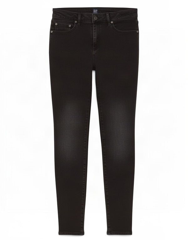 Jeans skinny curvados femininos Gap W28 L28 algodão preto